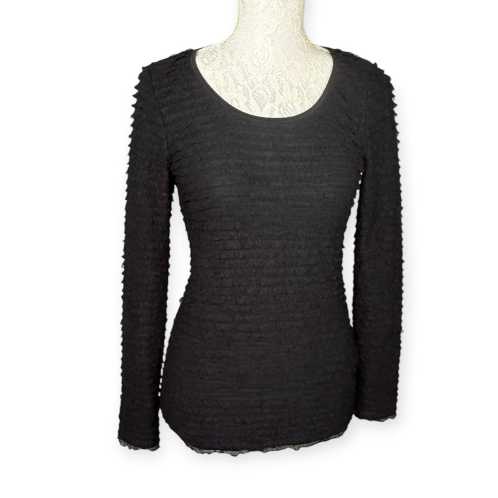 Black Ruffled Dressy Top Womens Sz S Vintage Fairy Whimsigoth USA EUC